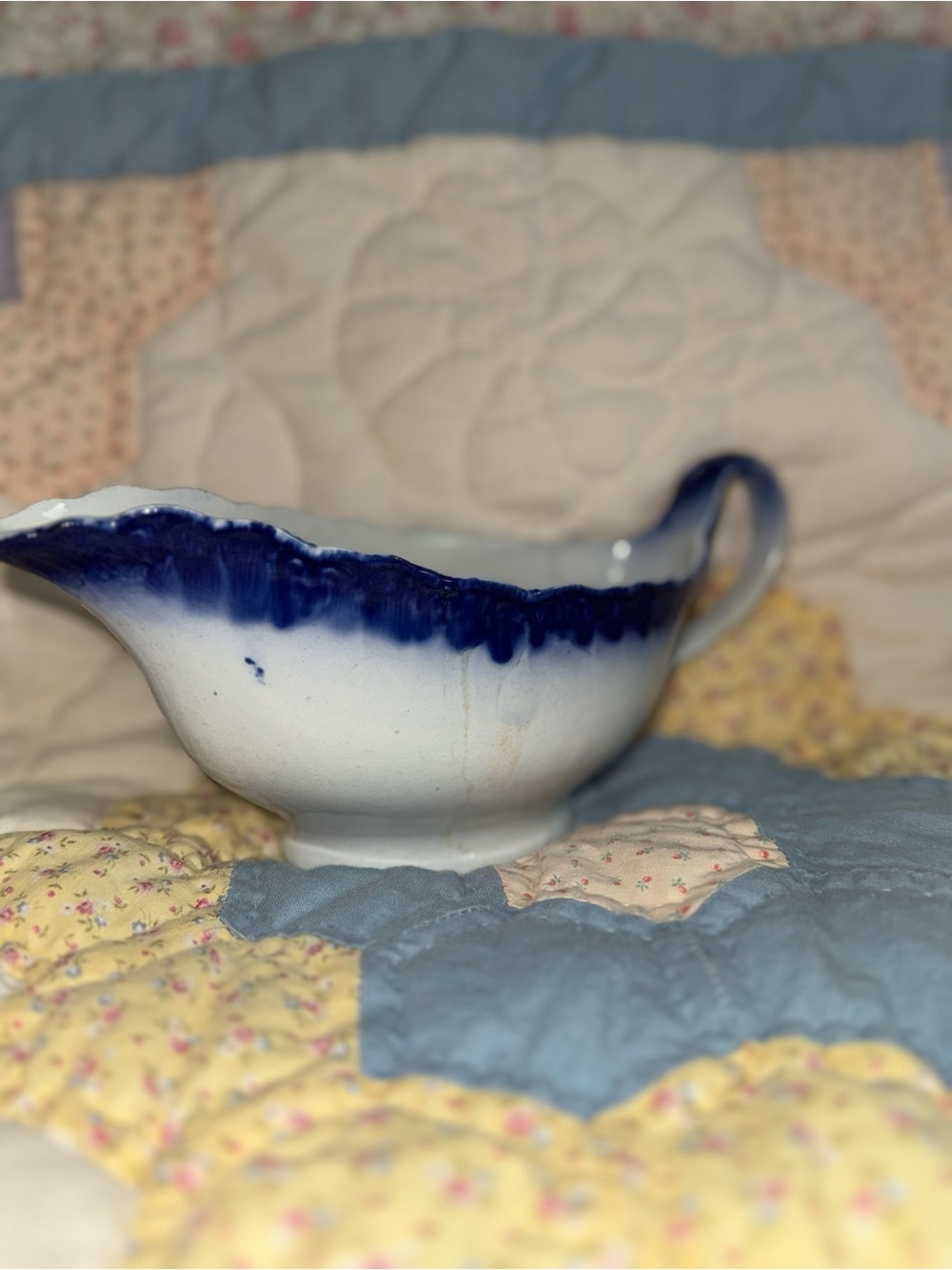 Flow Blue ironstone gravy boat